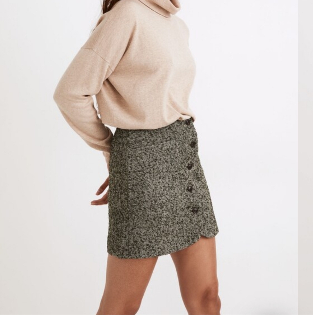 Madewell Herringbone Wool Button-Front Miniskirt … - image 2